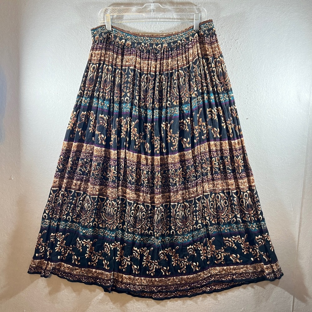 1049 | Vintage Austin Harris Boho Prairie Festival India Rayon Maxi Skirt Large
